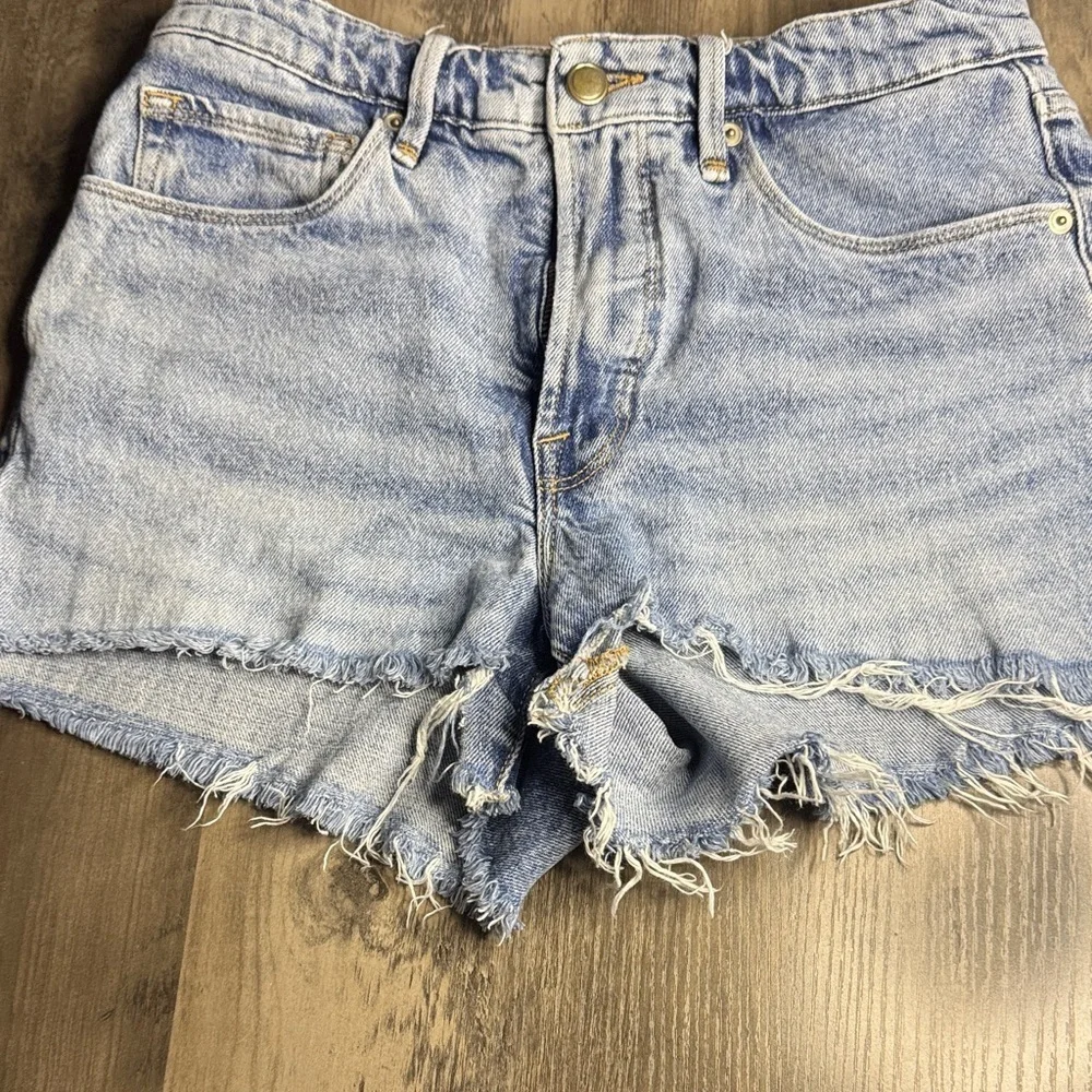 Good American Light Blue Distressed Jean Shorts
